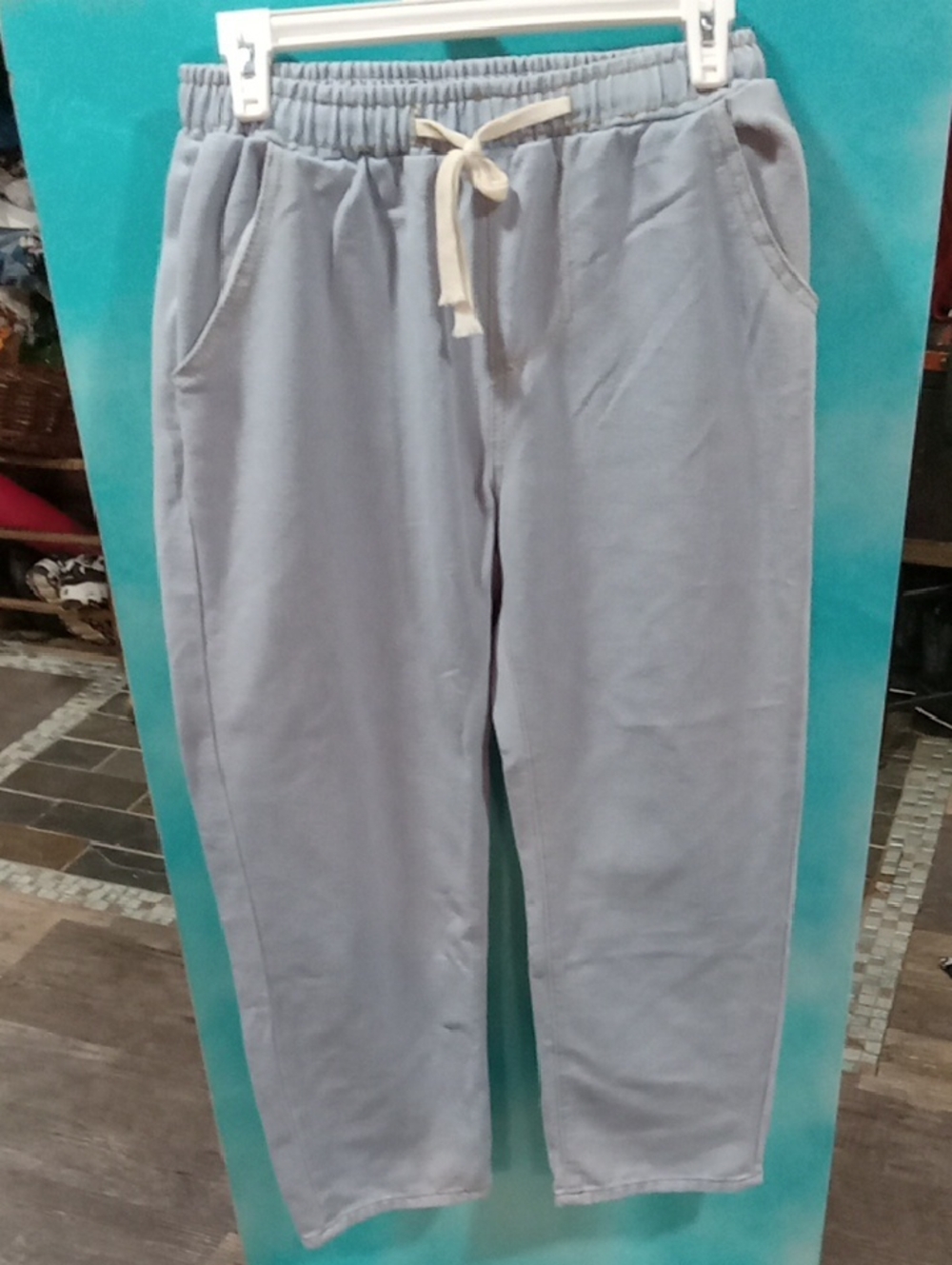 (533)Casual Drawstring Women's Pants - Light Blue
